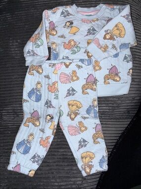 Disney Light Blue Princess Pattern Pajama Set